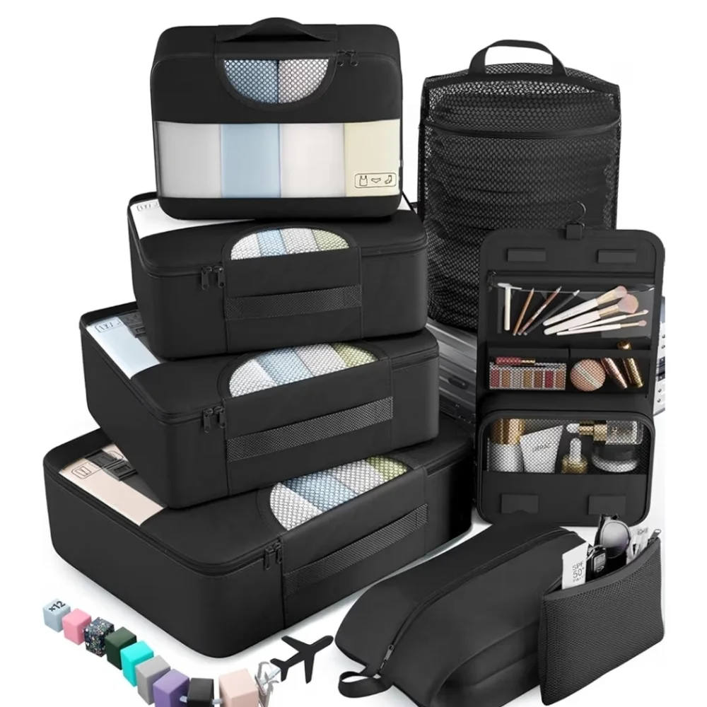 Black Travel Organizer Set